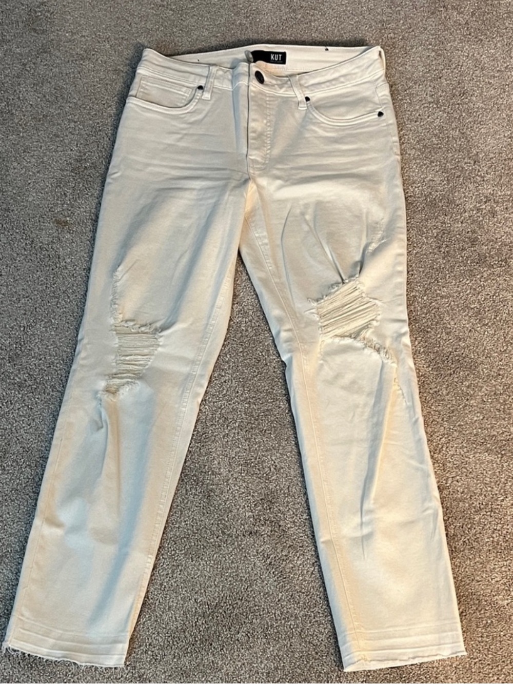 Kut from the Kloth White Distressed Jeans
